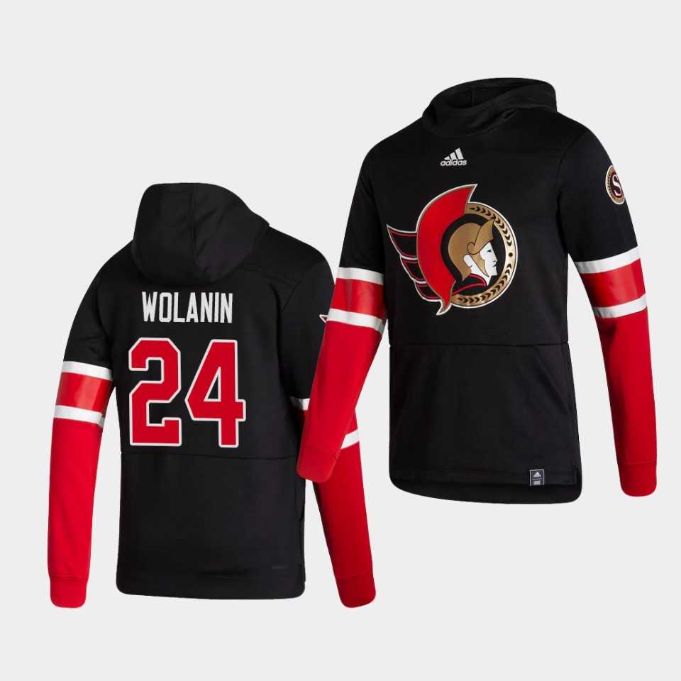 Men Ottawa Senators 24 Wolanin Black NHL 2021 Adidas Pullover Hoodie Jersey